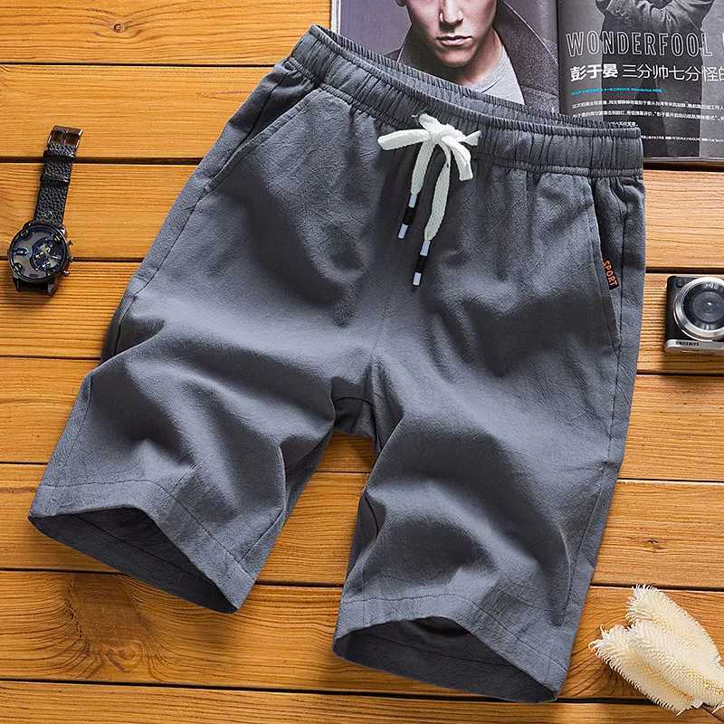 Summer new mens imitation linen breathable shorts Hawaii beach pants mens solid color shorts loose multi-functional street wea Y250814