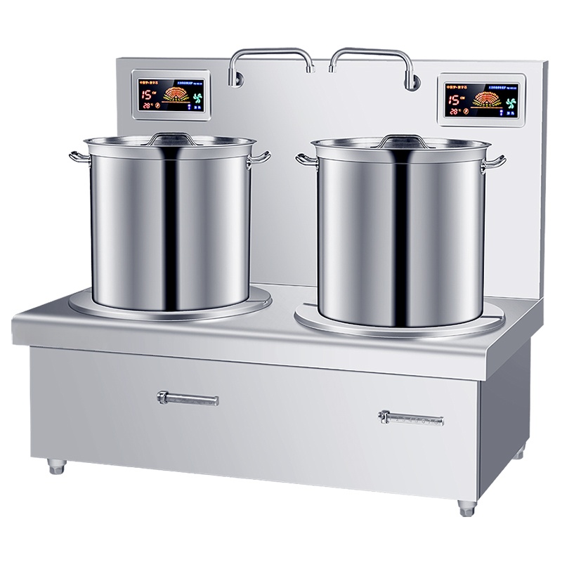 Industrial-Sized Stove for Cooking Soups and Sauces Stainless Steel Material for Easy Cleaning - double-headed