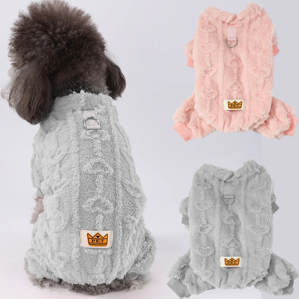 Winter Fleece Warm Dog Cloth Soft Cozy Puppy Jumpsuit Plush Dring Overall For Small Medium Pet Vest Coat for Cat 250814
