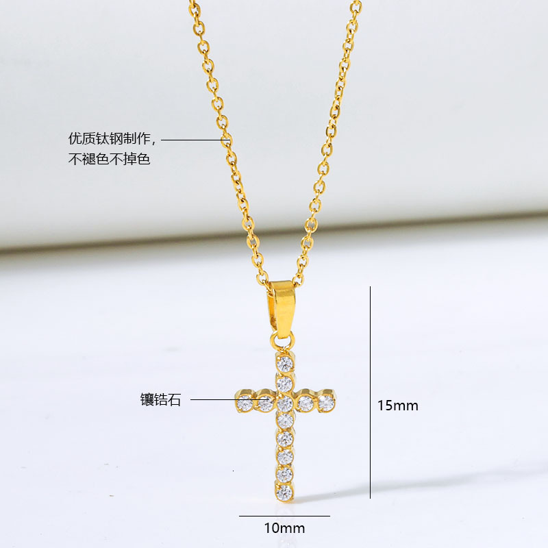 Titanium Steel Trendy Cross Necklace Non-Fading Women Summer High-End Dopamine Light Style Crow Heart Jewelry for Women