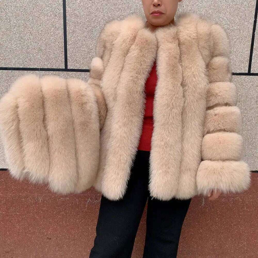 LHXDW hooded Real fox fur coat for autumn and winter fashion natural fur jacket vertical hooded raccoon fur coat