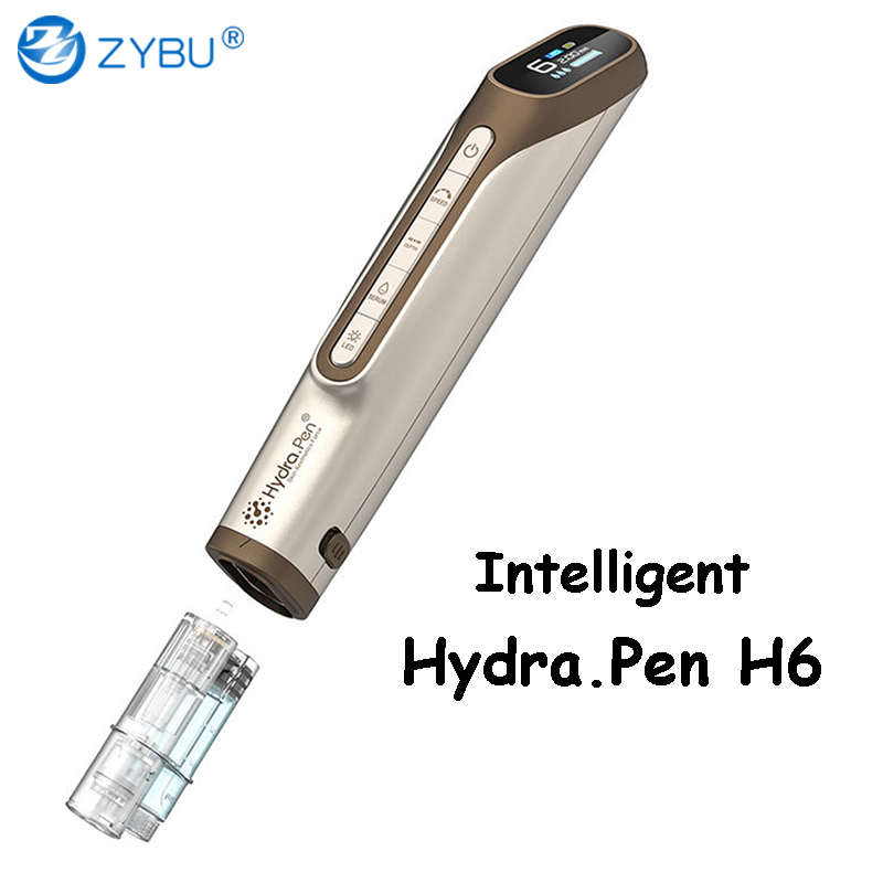 New 2 in 1 LED Light Derma Face Massager Wireless Hydrapen H6 Beauty Skin Care Tool Dermapen Micro Needling Hydra Pen MTS Serum Applicator Mesotherapy