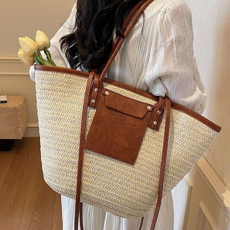 Bucket Travel Holiday Wind Straw Women's Fashion Woven Tote Large Capacity Beach Bag