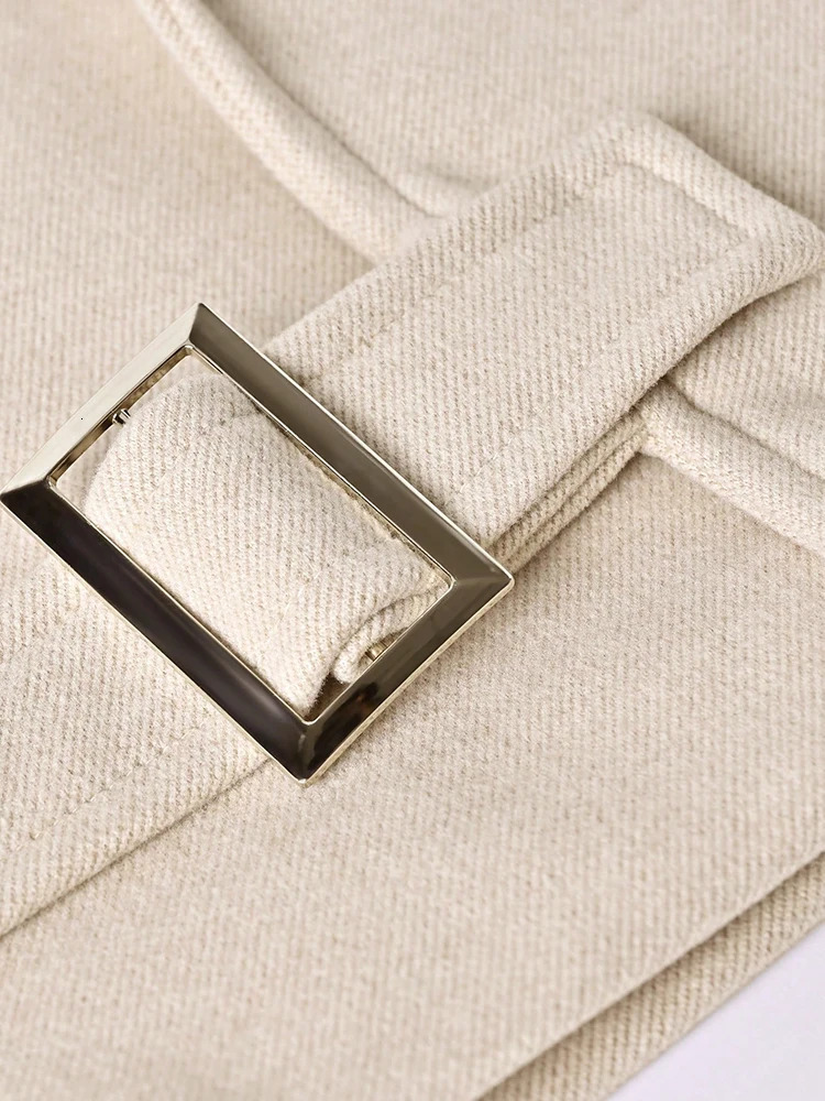 Woman Bomber Jacket Coat Autumn Winter Warm Belt n Woolen for Women Solid Khaki Elegant In Outerwears 250805