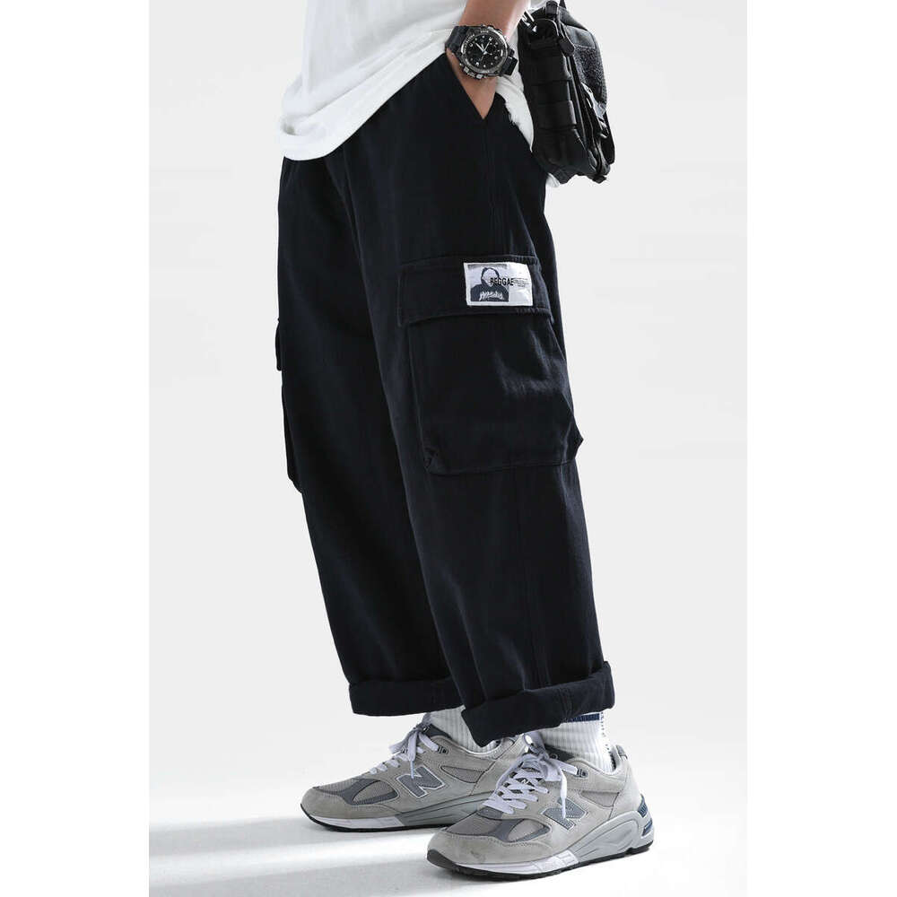 Shawn Yue Trendy Loose Fit Plus Size Cargo For Men Spring Autumn Straight Leg Youth Versatile Washed Ankle-Length Pants B5