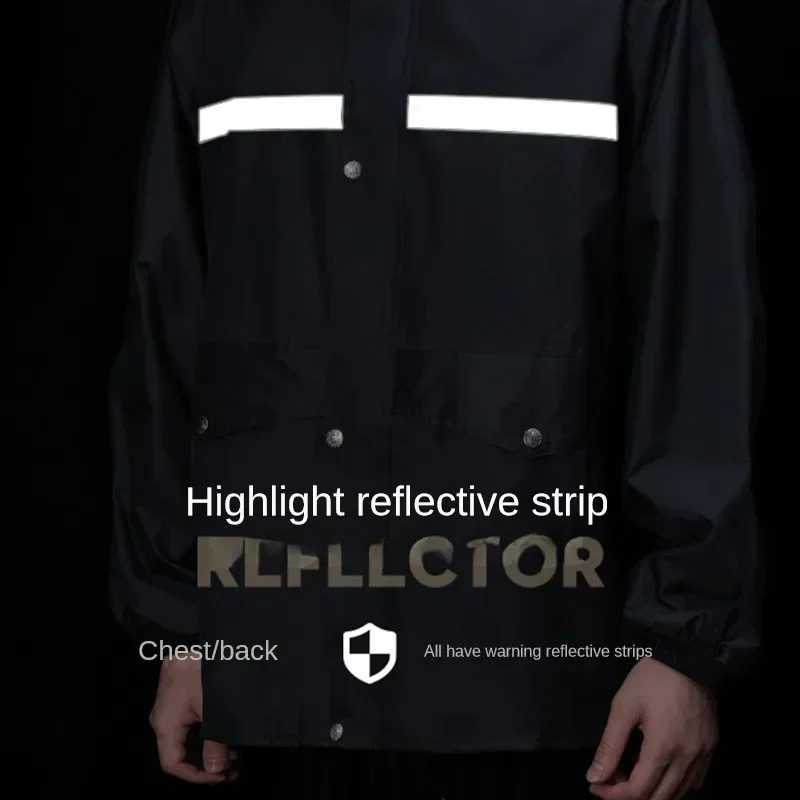 Full Body Raincoat And Rainpants Suit for Electric Bicycle Motorcycle Reflective Split Design for Takeaway Storm Protection Y250814