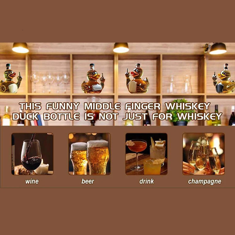 Funny Middle Finger Whiskey Glass Decanter Duck Turtle Dog 10oz Glass Whiskey Wine Bottle Statue Decoration For Bar Office Home 250809