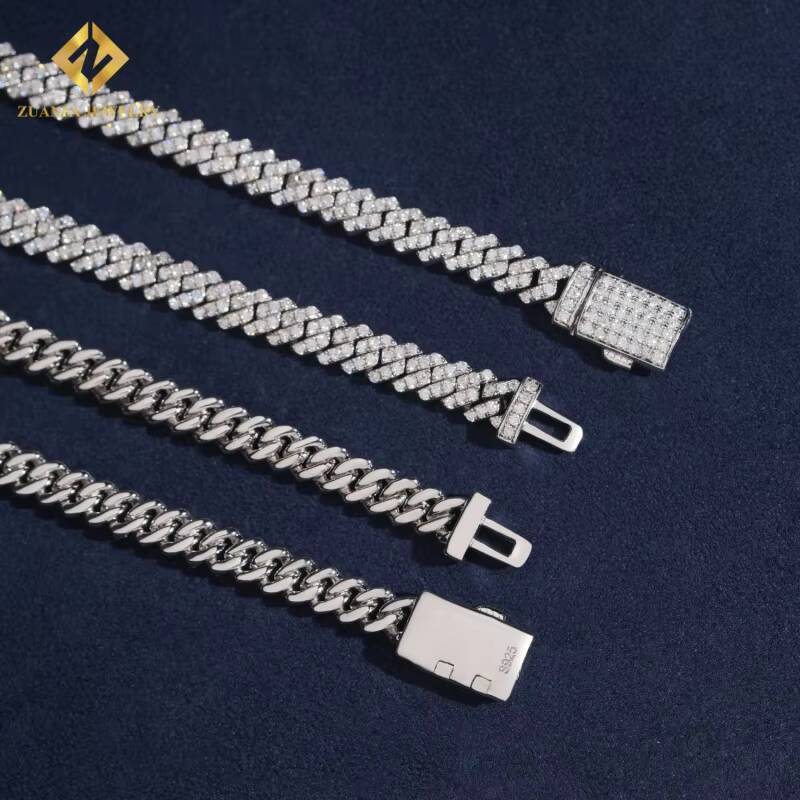 5mm Hip Hop Jewelry Bussdown Cuban Chain Link Necklace 925 Silver Iced Out Vvs Moissanite Diamond Pass Diamond Tester