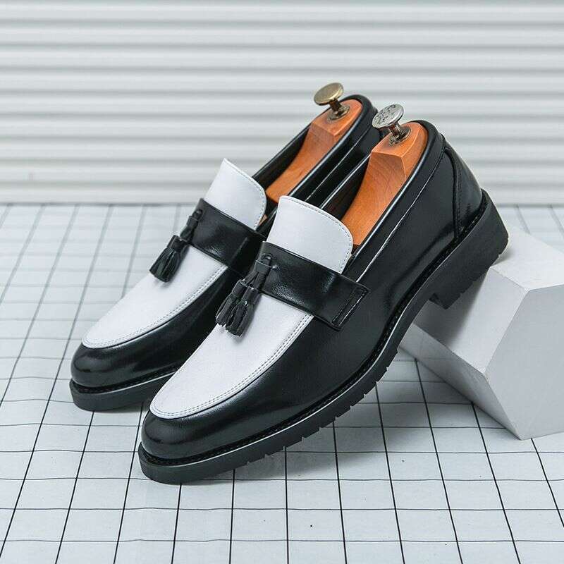 2025 Spring New Large Formal Business Leather Blok Men's Set, Foot Tassel, One Step Step, Le Fu Shoes 46