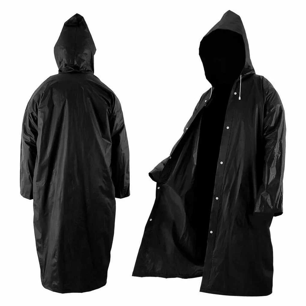High Quality 1piece 145*68CM EVA Unisex Raincoat Thickened Raincoat Women Waterproof Men Black Camping Waterproof Rainwear Suit Y250814