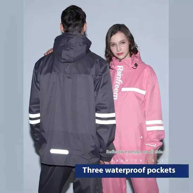 Two-piece Raincoat Rainstorm Proof Thickened Reflective Motorcycle Riding Raincoat Double-layer Men Rain Pants Y250814