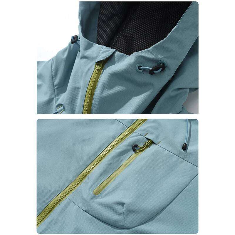 Unisex Hiking Men And Women Lightweight Waterproof Hooded Zip Up Camping Coats Thin Windbreaker Jacket Outerwear