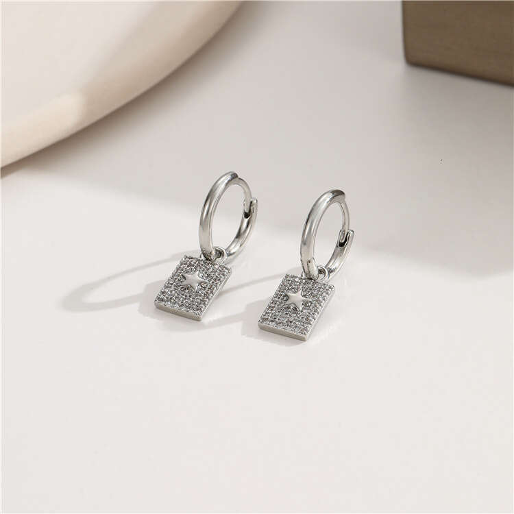 DHcollections Star Butterfly Square Micro Inlaid Full Dia Small Clips High-end Fashion Earrings Simple Ear Jewelry