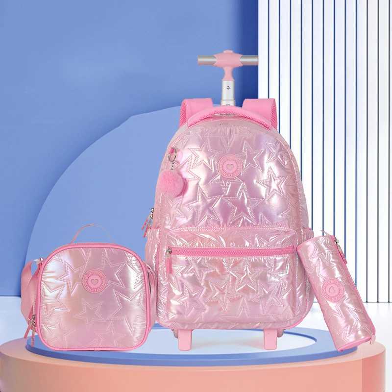 3pcs/Set Children Rolling Luggage Backpack For Teenagers Girls Travel Trolley School Bags With Wheels Students Wheeled Backpack X250815