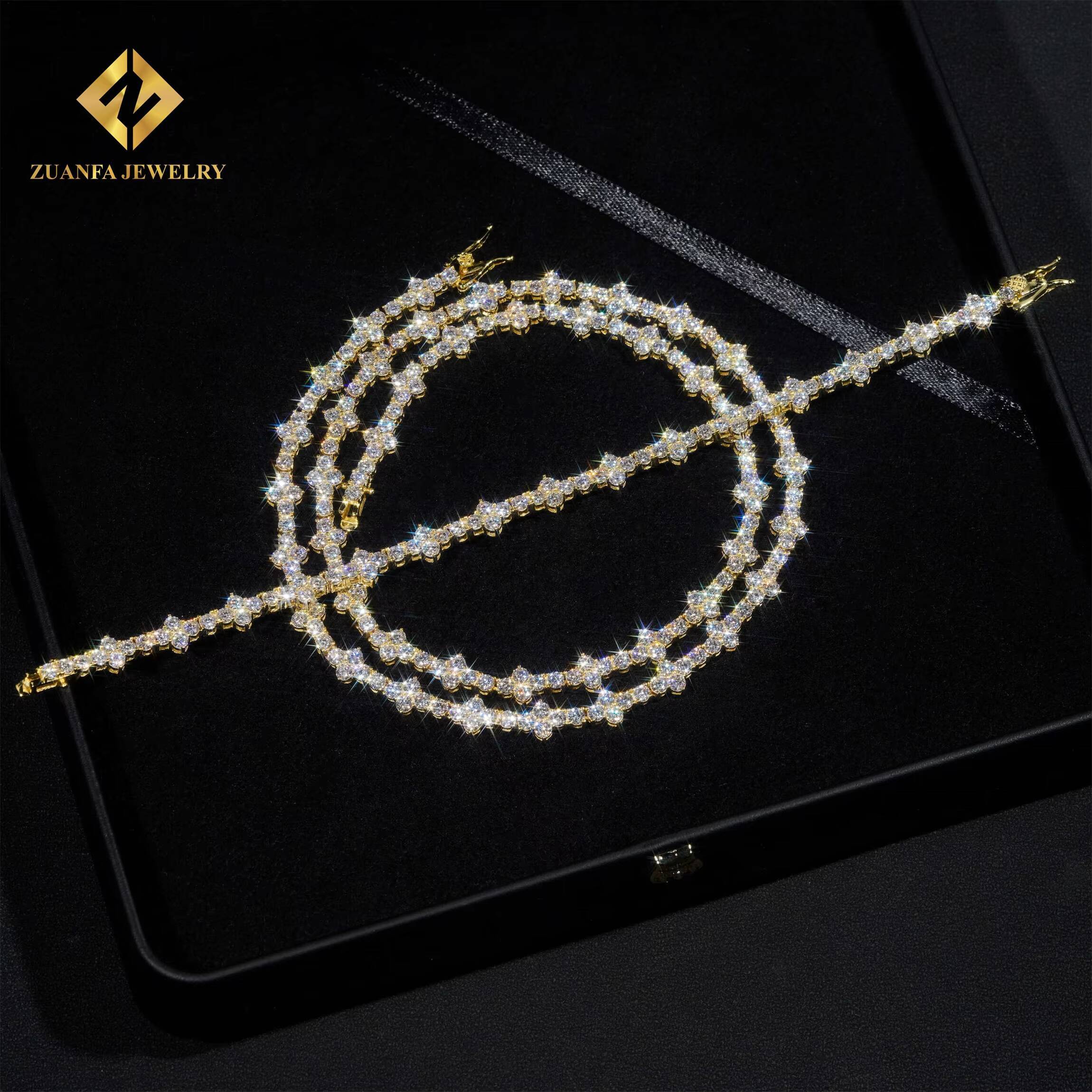 Best Selling Iced Out Hip Hop Style Jewelry Silver S925 3mm VVS1 Moissanite Diamond GRA Certificate Cluster Tennis Chain