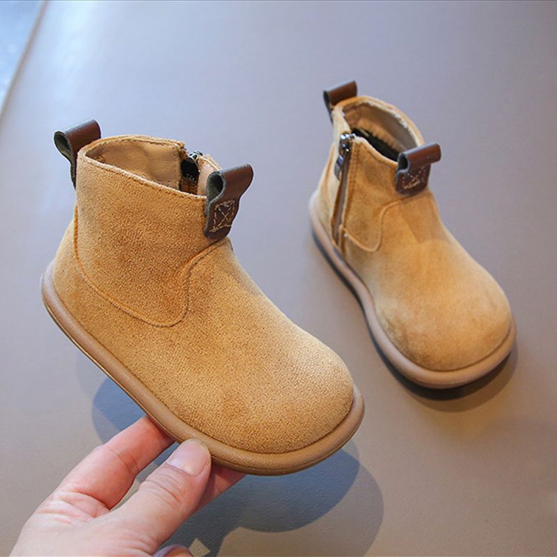 Autumn Winter Baby Boys Girls Boots Oxford Suede Children Casual Shoes Kidsnest Outdoor Anti-slip Toddler Shoes Plush Kids Ankle Boots Sizes US5C-US12