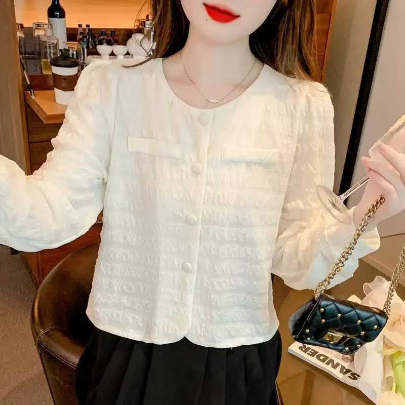 Elegant Chic Long Sleeve Short Jacket for Women SpringAutumn Fashion 250814
