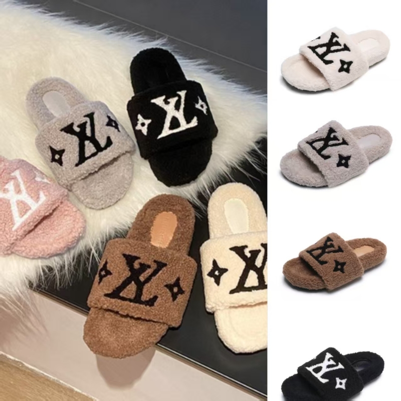 New Women's Slippers with Stylish Letter Prints - Versatile Design Thick-Soled & Comfortable Autumn and Winter Warm Style 2025