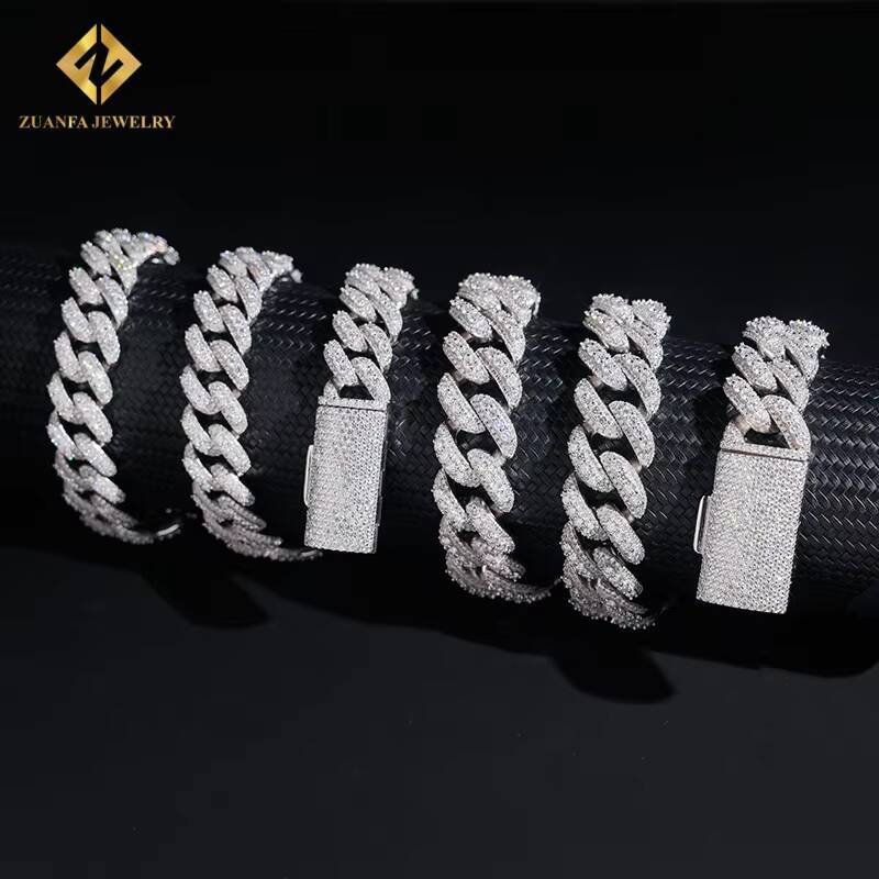 18mm Cuban Link Chain Bracelet 925 Sterling Silver Moissanite Fashion Pass Diamond Tester Fire Jewelry Iced Out Hip Hop Style