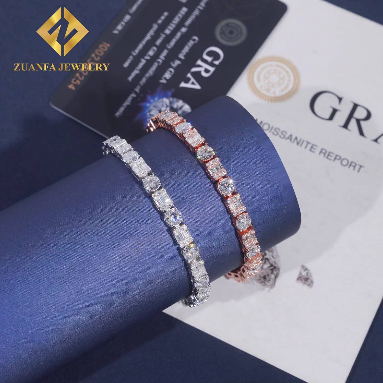 New Unique Design S925 Silver Iced Out 5MM Moissanite Tennis Chain Custom Fine Diamond Tennis Bracelet Women Gift