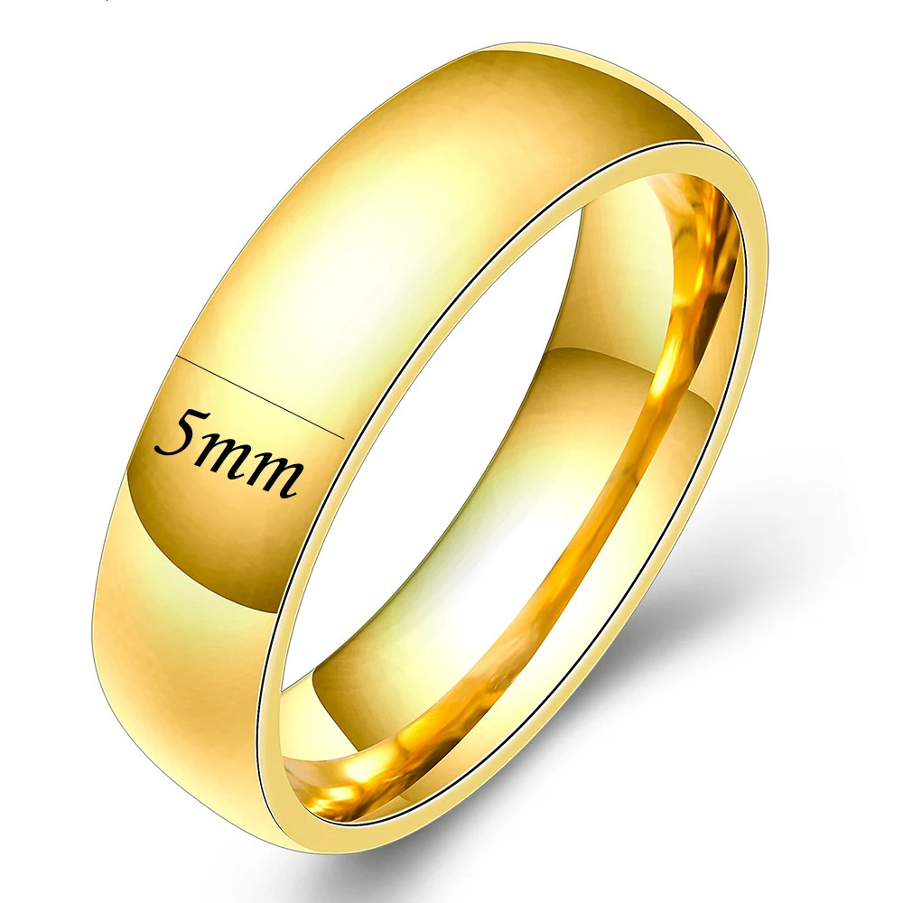 Gold Color Wedding Bands Couple Ring for Women Men Jewelry Stainless Steel Engagement Rings Anniversary Gift n Wholesale 250811