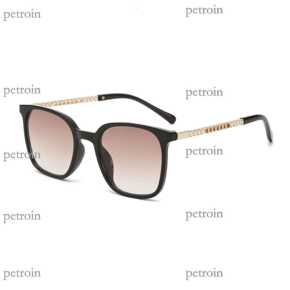 New Women's Personality Chain Pearl Decor High-end Trendy Sunglasses