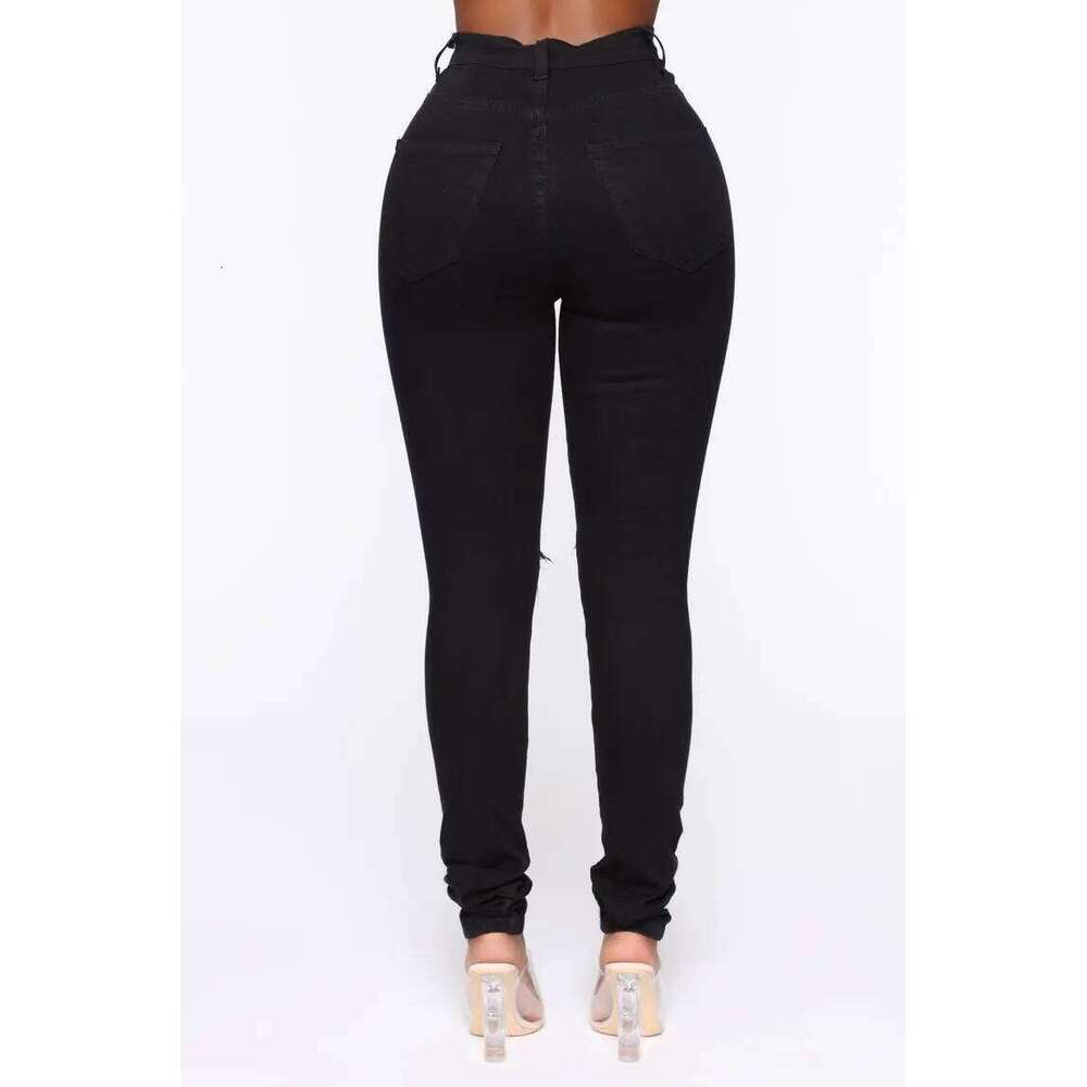 2025 New Black Ripped Jeans For Women Fashion High Waist Denim Pencil Pants Stretch Slim Skinny Trousers XS-XL Global Drop Ship