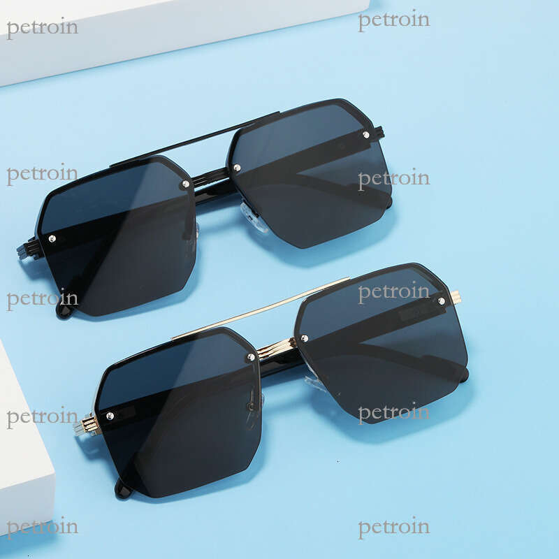 New Frameless Fashion Metal for Men and Women, Unique High-end Square Street Style Driving UV Protection Sunglasses Trend