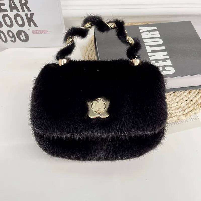 Designer bag 52 Real Mink Winter Natural Fur For Women Single Shoulder Chain Fashion Crossbody Handbag Evening Party Bag