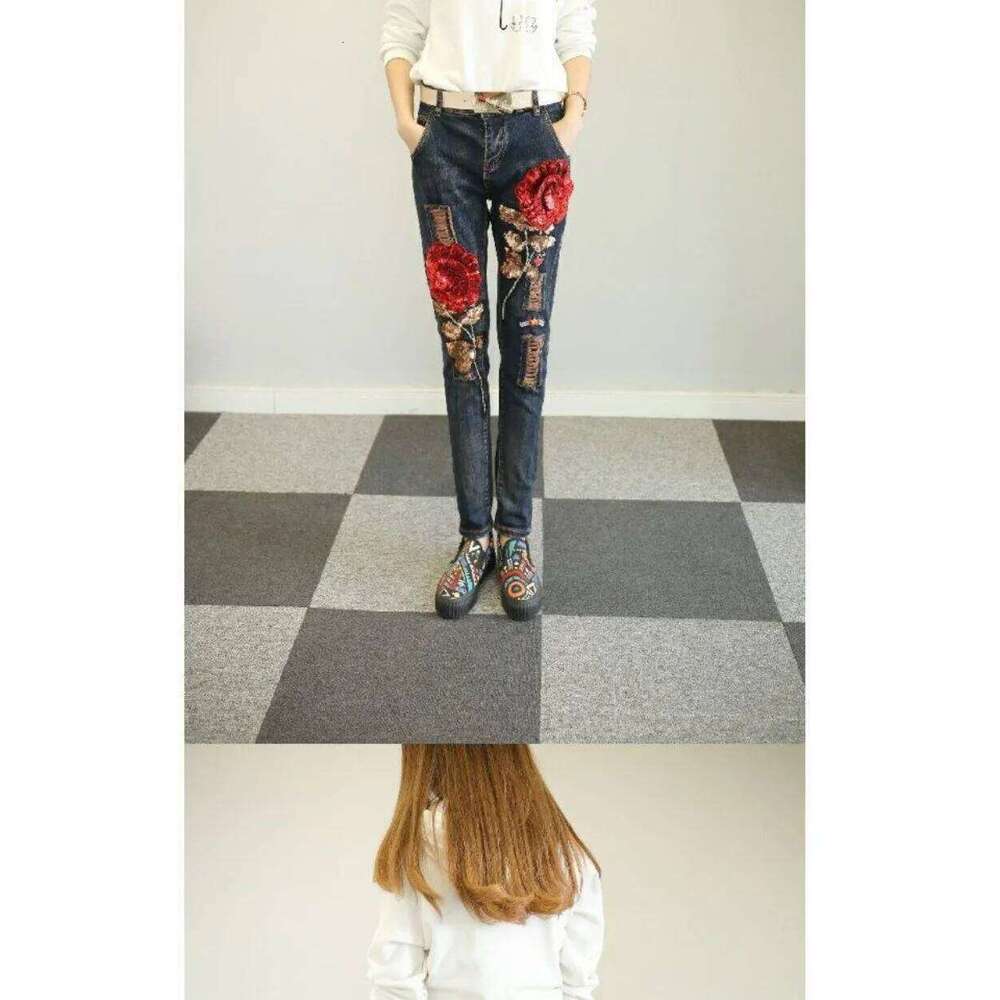 Women 2025 Spring Autumn Rose Jeans Women's High Waist Slimming Fashion Shorts