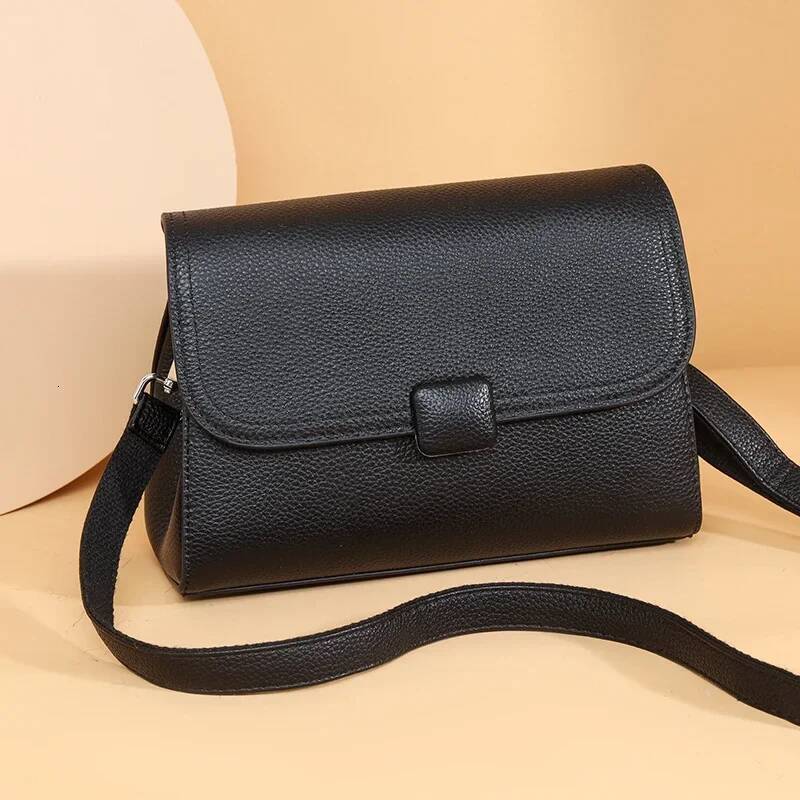 Solid Color Cow Handbag Female Messenger Tote Sac High Quality Genuine Leather Women Crossbody Shoulder Bags