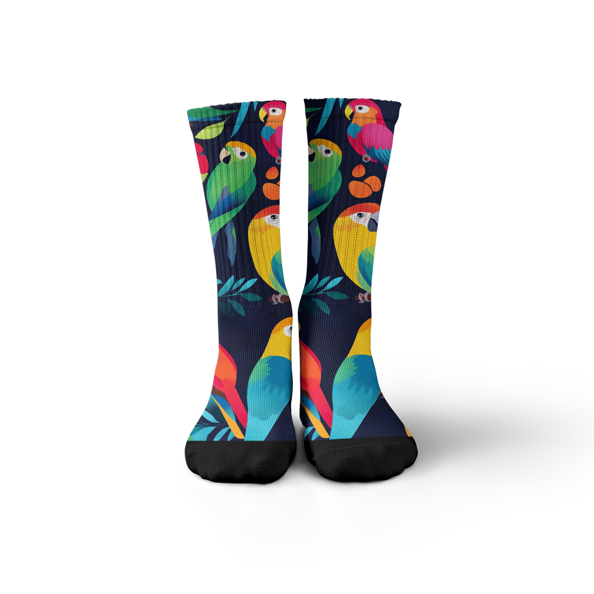 Vibrant Parrot Print Unisex Tube Designer Sock C149