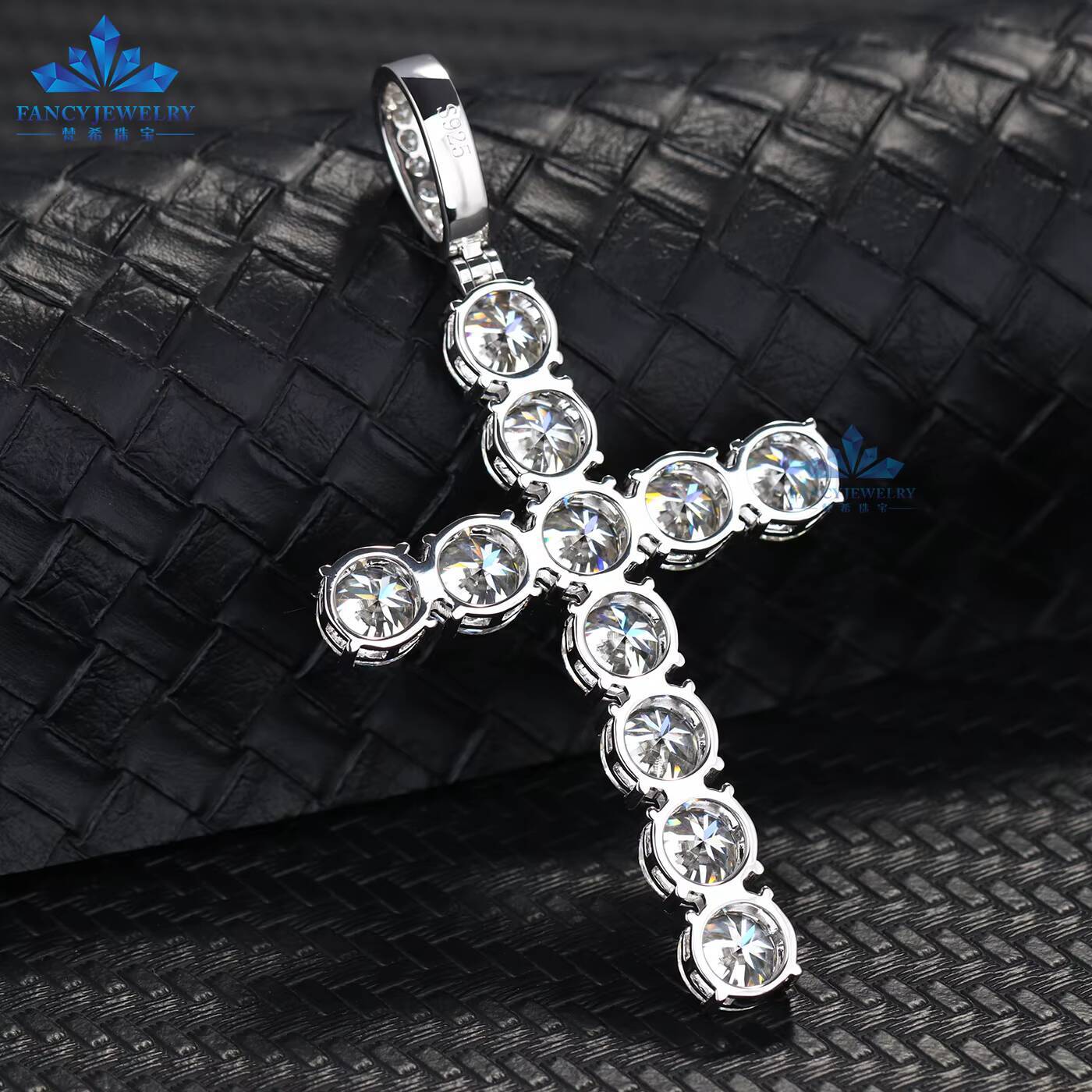10mm 10K/14K/18K Gold D VVS1 Moissanite Cross Pendant Charms Can Pass Diamond Tester Hip-Hop Style Jewelry for Children