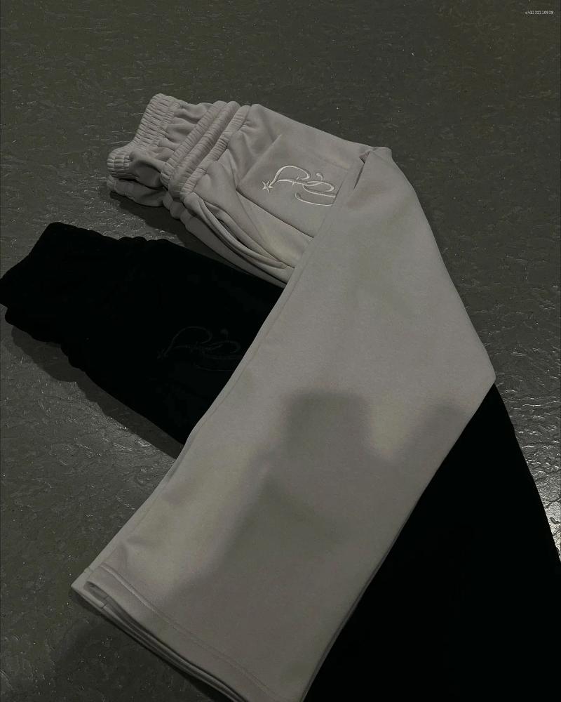 Men's Pants Retro Double Layer Sweatpants Y2K Mens Womens Harajuku Hip Hop Letters Embroidery Baggy Casual
