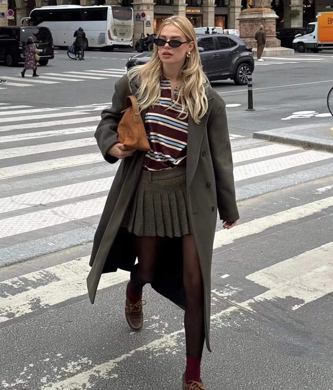 Summer Ladies Polo Shirts Woman Stripes Print Long Sleeve Crop Top Striped Vintage Clothes Mujer Casual Tops Brown 250814