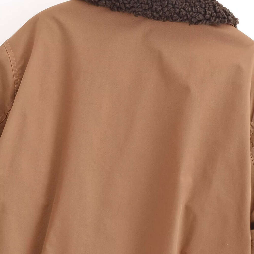 Women's Clothing 2024 Autumn/Winter New Street Fashion Corduroy Collar Contrasting Coat 20250815