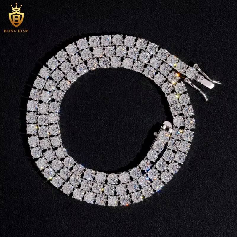 Hot Sale GRA Certificate Hip Hop 925 Sterling Silver 3mm Tennis Necklace Bracelet VVS Moissanite Tennis Chain