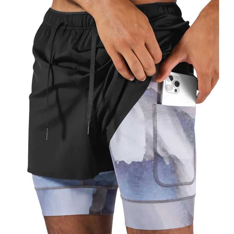 2-in-1 Mens Performance Running Shorts - Moisture-Wicking Compression Support With Secure Zipper Pocket For Gym Training Y250814