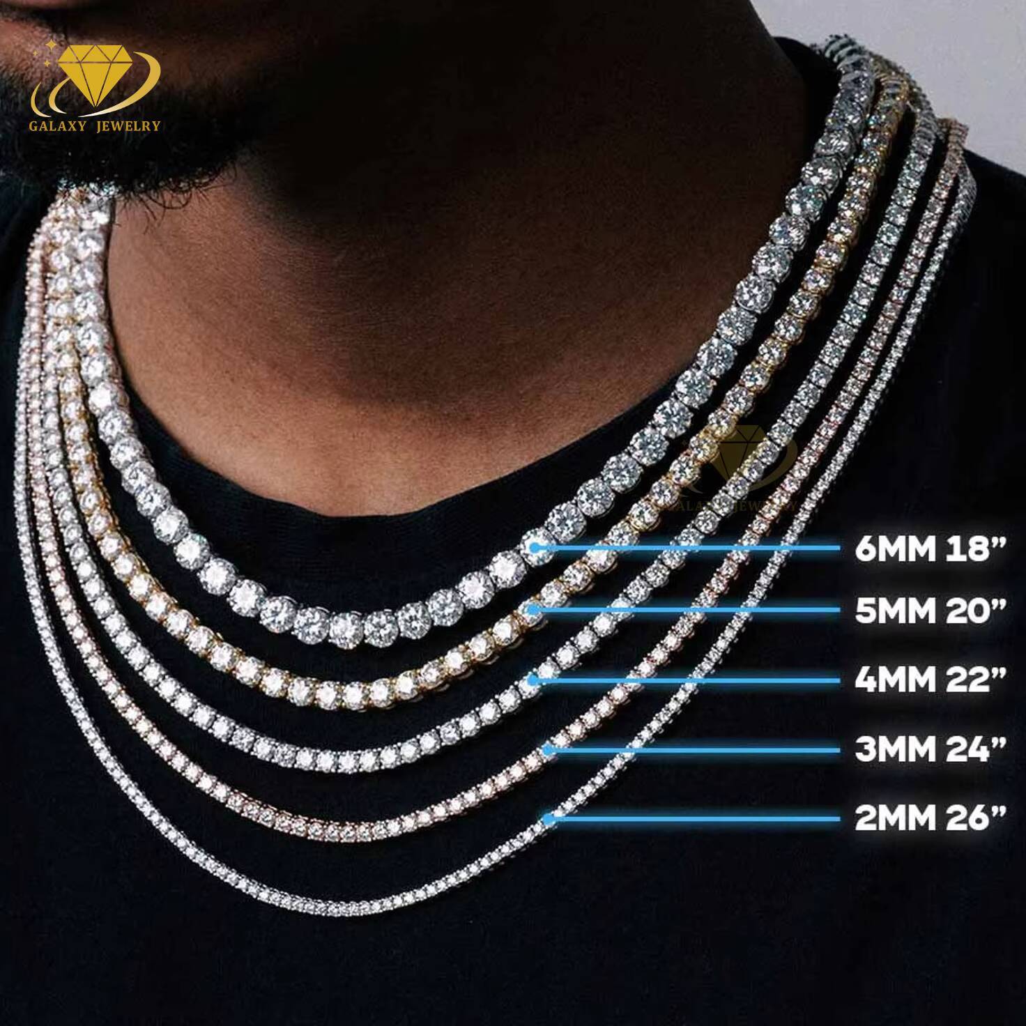 Cheap Price Moissanite Chain Link Bracelet Women Fashion Jewelry VVS Iced Out Diamonds 2-8mm Tennis Bracelets Bangles