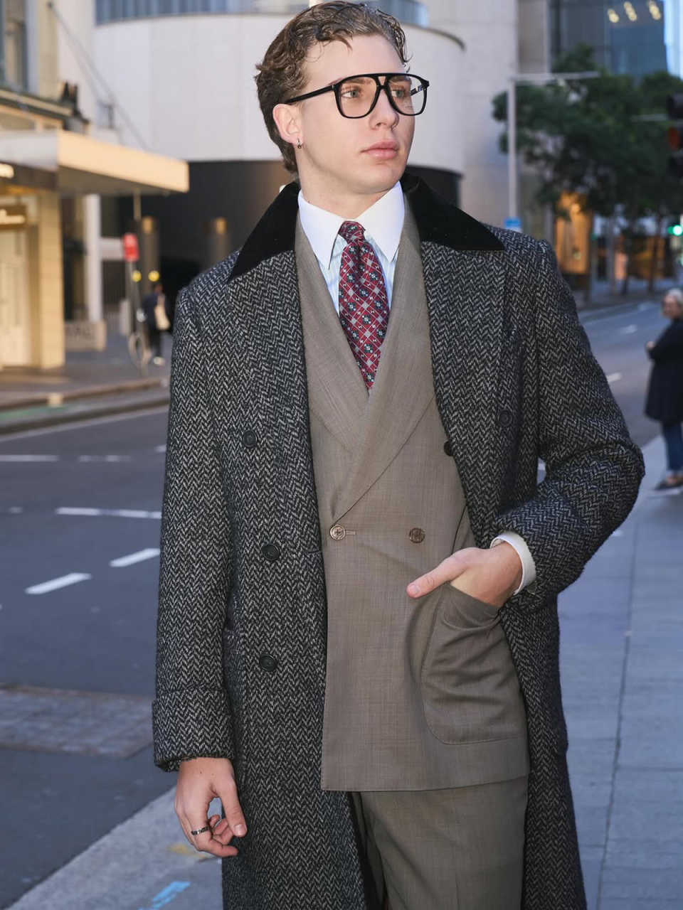 Classics Men Long Overcoat Wool Blends Notched Lapel Trench Double Breasted Warm Jacket Business Customized