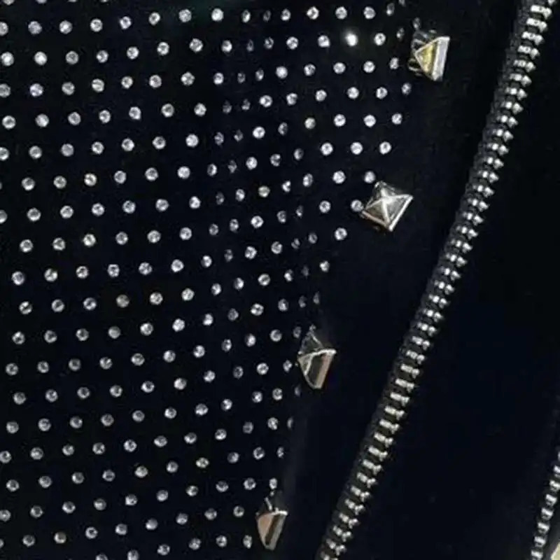 High Quality Paisley Heavy Industry Rhinestones Men Jacket Coat Drill Punk Club Outfit Jacket Jaqueta Bomber Diamond Black 250811