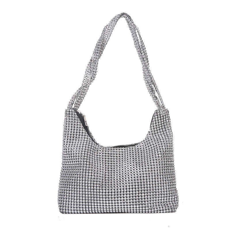 2025 Tote New Style Full Diamond Evening Trendy Fashion Simple Rhinestone Handmade Underarm Bag Luxury Single Designer Bags Shoulder Handbag