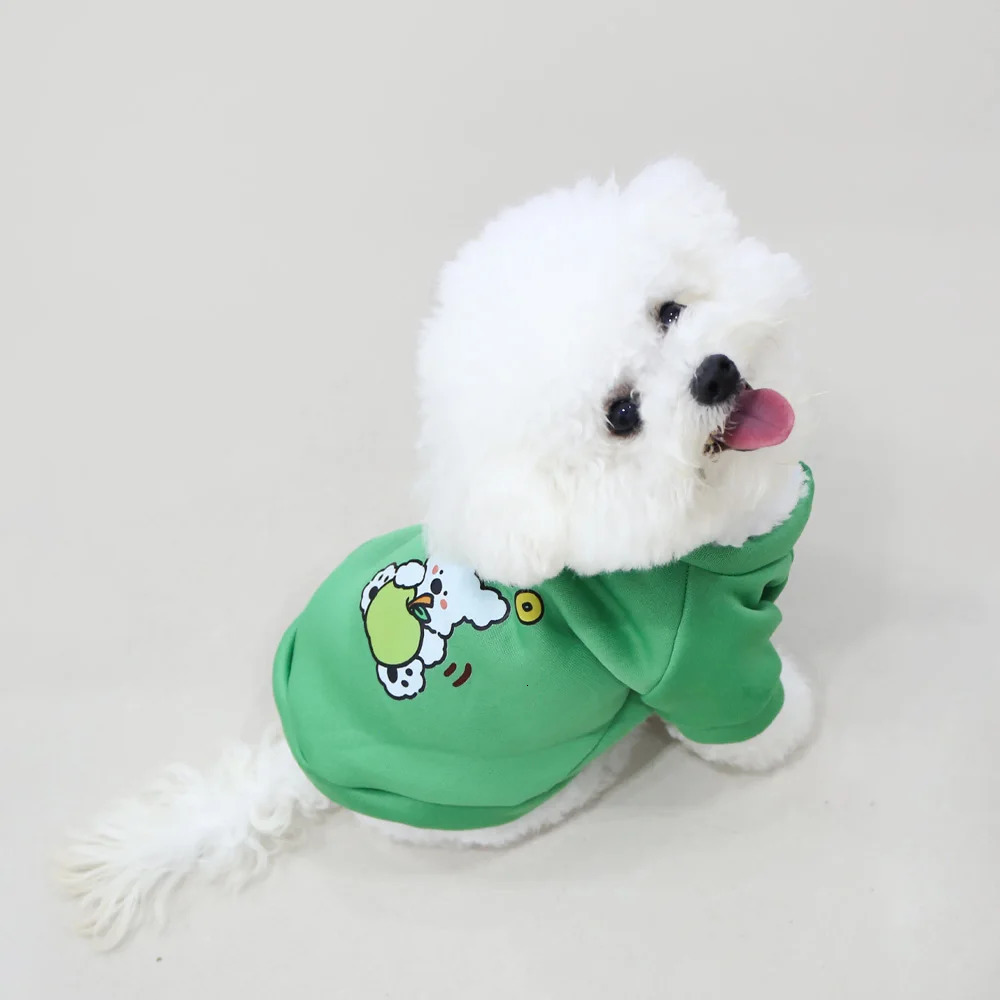 Autumn and winter pet clothes cute little dog cartoon round neck hoodie with plush super cat universal 250814