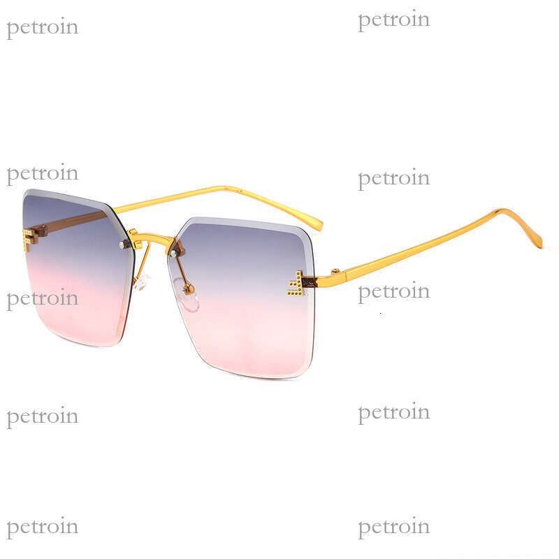 2024 New Metal Frameless Edge-Cut Fashion Trend Internet Celebrity Gradient Color Personality Wear Women's Sunglasses