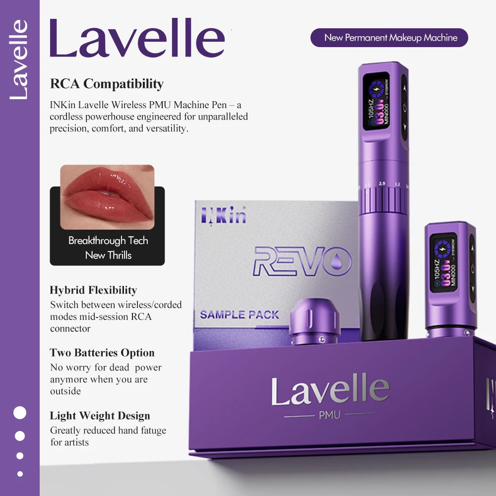INKin Lavelle Makeup Permanent Machine Pen Eyeliner Tattoo Eyebrows Lips Scalp PMU 20pcs Cartridge Needle 250809