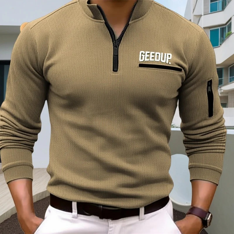 Spring and autumn light y mature leisure mens sports British retro style striped zipper arm fashion outdoor long sleev 250814