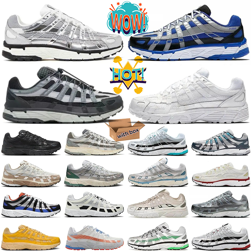 Designer Running Shoes P6000 Trainer P 6000 Men Women Sneakers Metallic Silver Black White Anthracite Smoke Grey Outdoor Sports Trainers