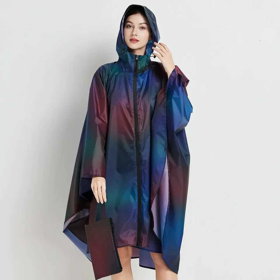 Fashion Big Size Women Colorful Raincoat Rain Coat Poncho Ladies Waterproof Biker Cloak Raincoats Adults Windproof Rainwear Y250814