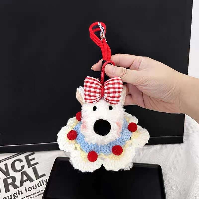 New West Highland Terrier Scribbled Puppy Snow White Scarf Keychain Cartoon Plush Doll Bag Pendant