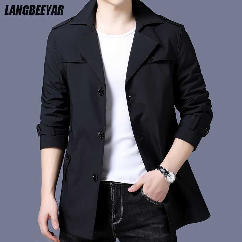Top Grade British New Brand Casual Fashion Mens Trench Coat Designer Windbreaker Overcoat Slim Fit Long Jacket Mens Clothing W250815
